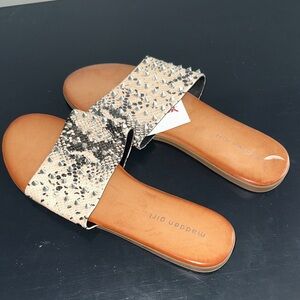 Madden Girl Snakeskin and Brown Studded Sandals